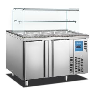 BG15L2PZCG Stainless Steel Hotel Pizza Bar Salad  Counter Prep Table Display Fridge/ Commercial Salad Display Refrigerator