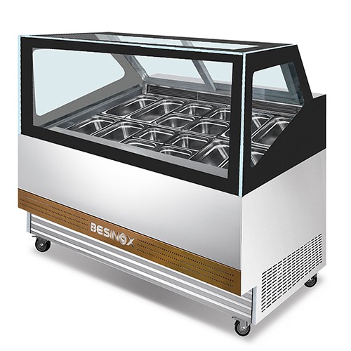 ISA1800 1.8m Sliding Door Stainless Steel Gelato Showcase Icecream Freezer