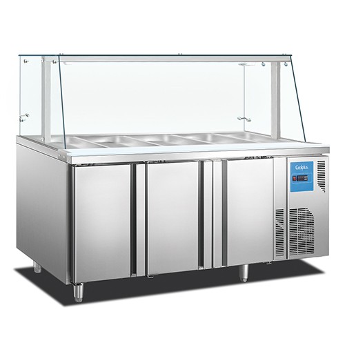 SDC18L3F 3 Door Top Open Food Pan Counter Refrigerator Salad Display Fridge Pizza Cabinet Showcase Salad Bar Chiller